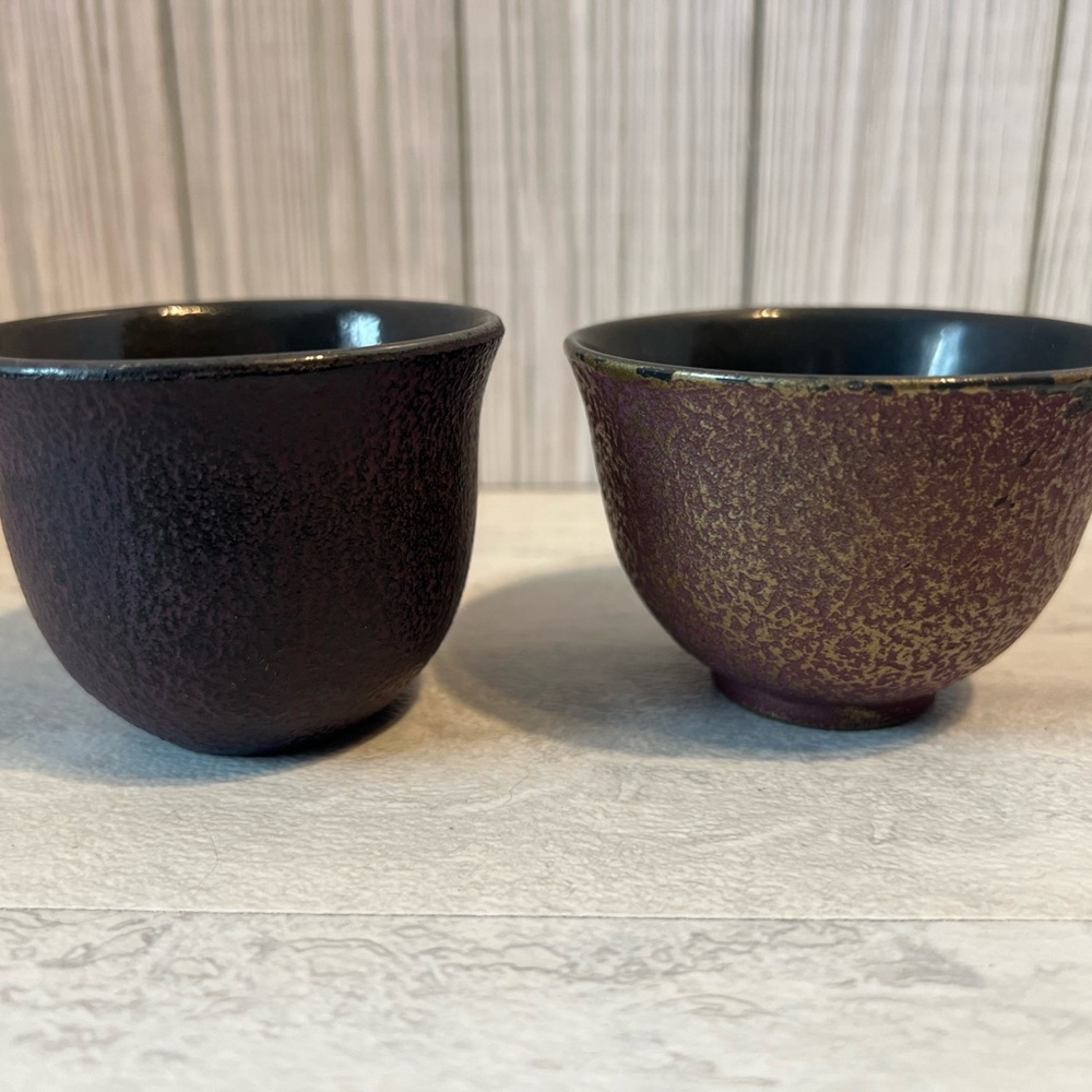 Vintage Japanese Ironware Tea Cups Set of 2 Iwachu